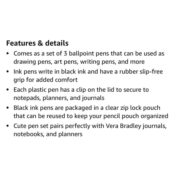 NWT Vera Bradley Ink Pen Set Falling Flowers print - Picture 7 of 7